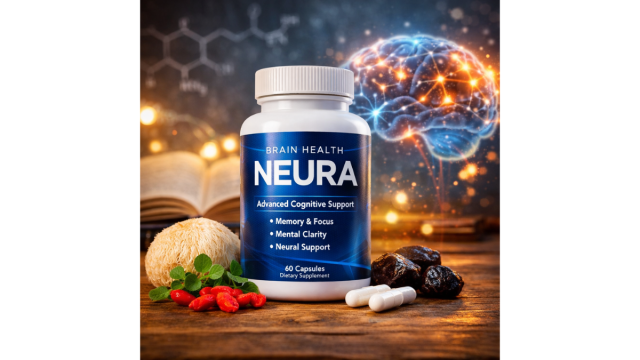 Illustration of a brain support supplement concept for memory and focus enhancement